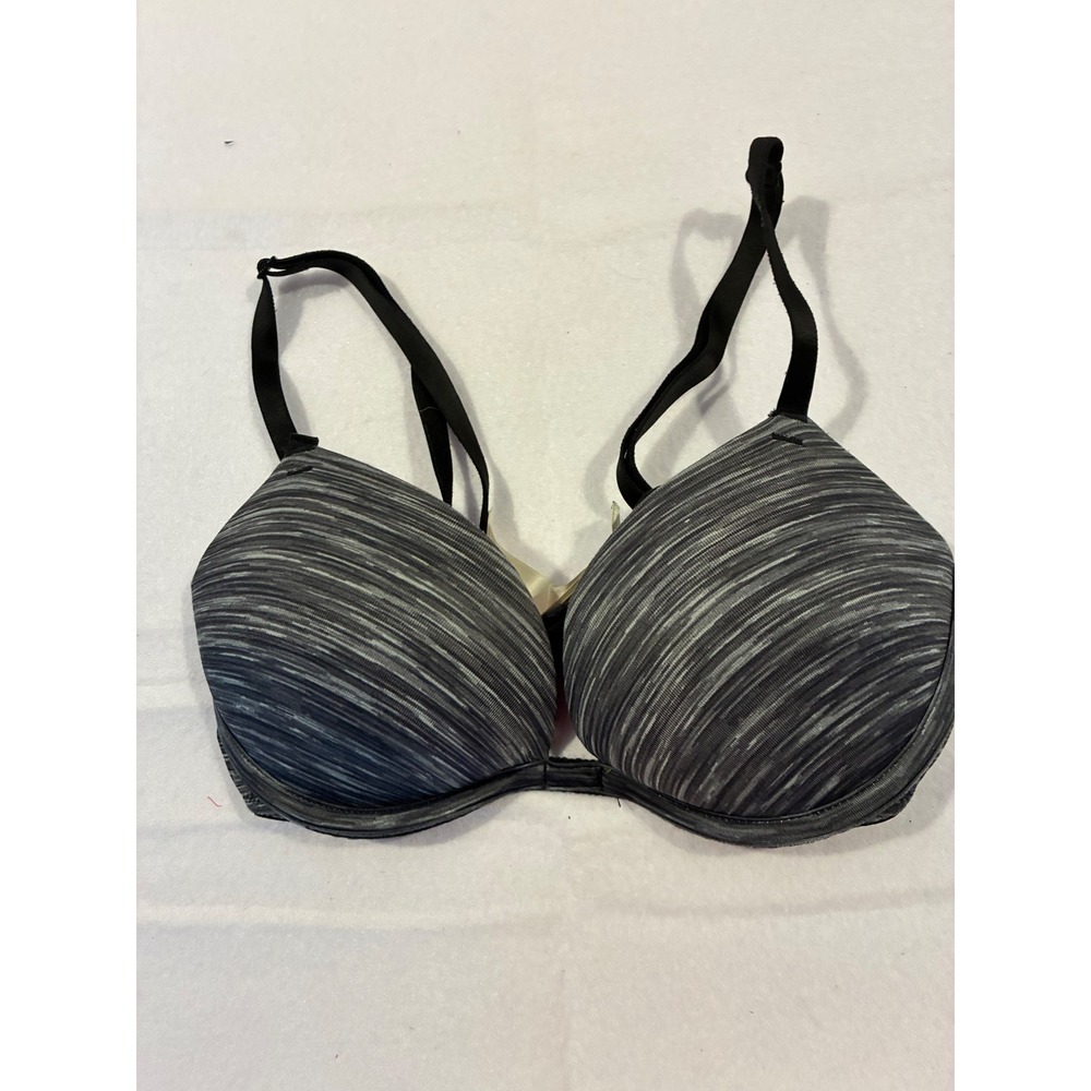 Victoria's Secret PINK Wear Everywhere Push-Up Bra Space Dye Gray Black 32A